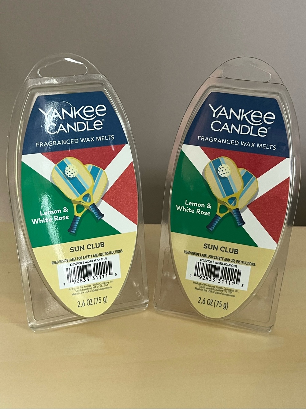 Two Packs New Yankee Candle Sun Club Lemon & White Rose Wax Melts